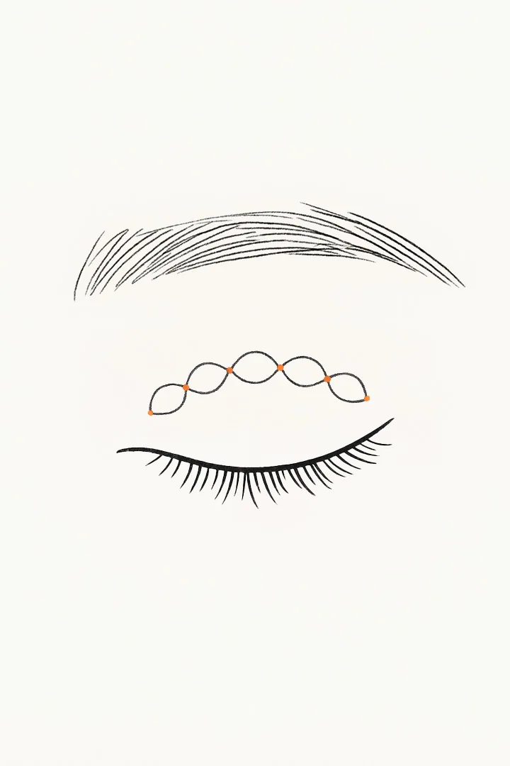 The thread is passed[b] through inner and outer points to secure it.