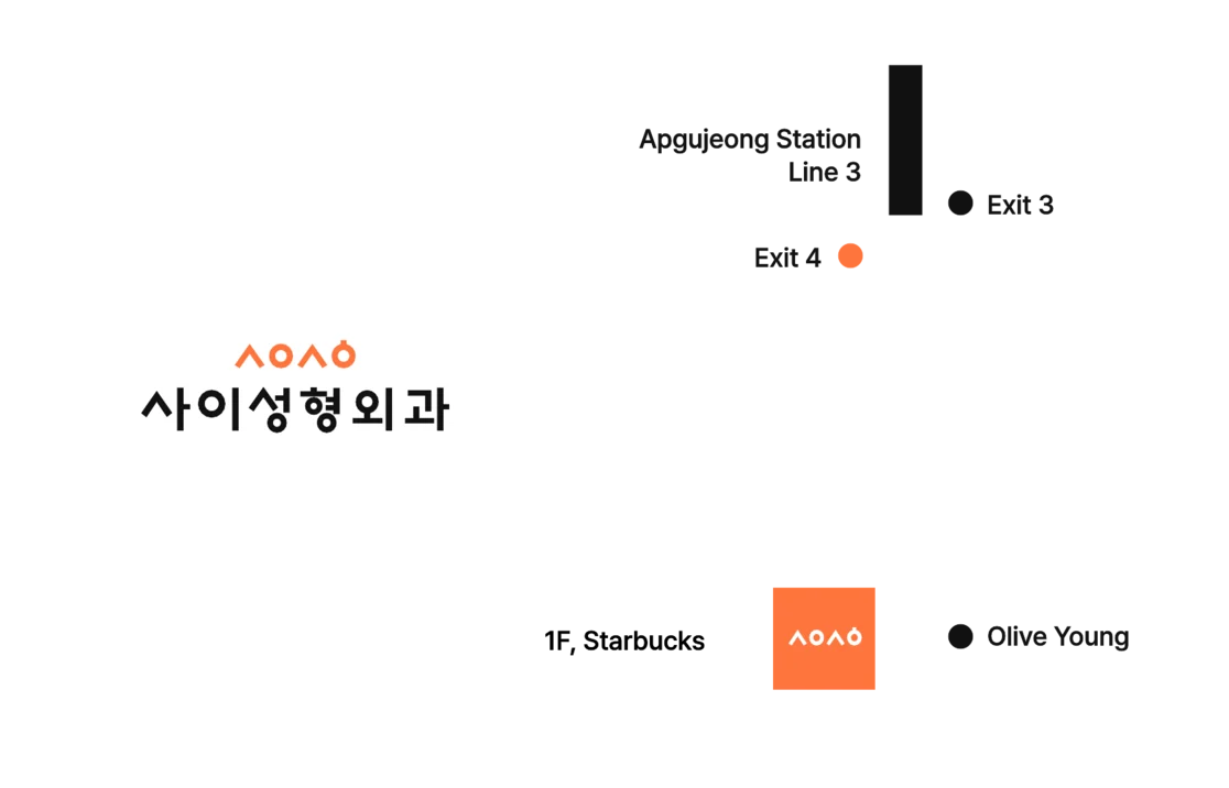Directions to Sai Plastic Surgery (Apgujeong Station, Line 3, Exit 4)