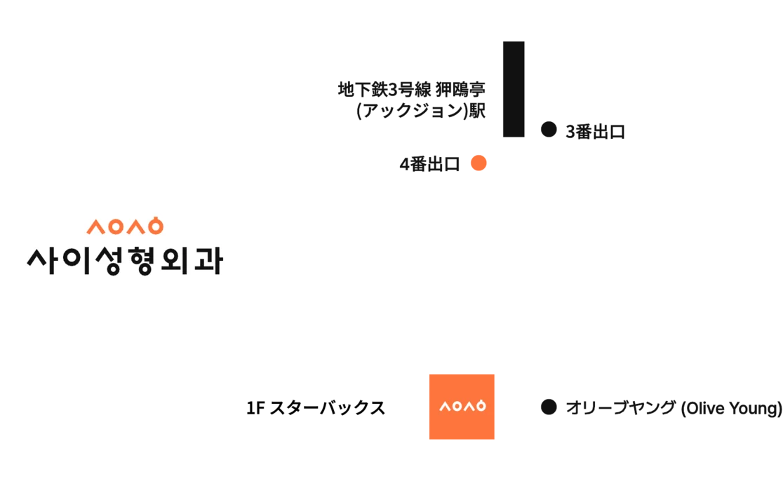 サイ美容外科へのアクセスマップ (3号線 狎鴎亭駅 4番出口)
