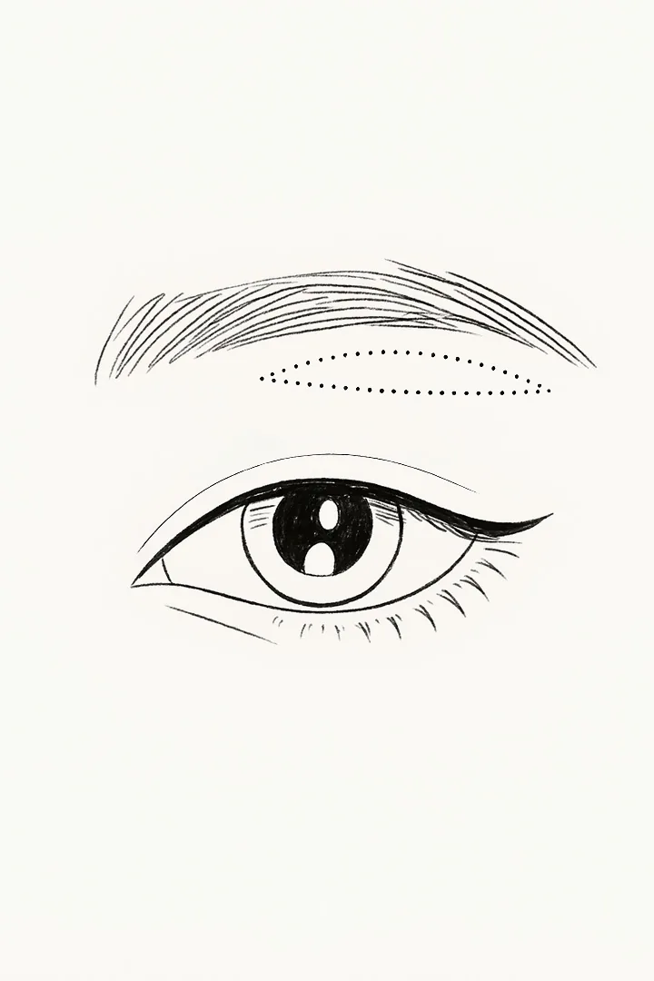 The skin is designed[b] by marking the necessary excision beneath the eyebrows.
