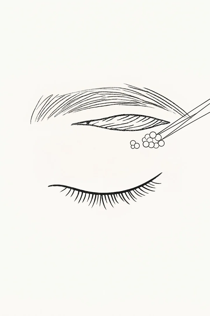 After the incision,[b] sagging skin, fat, and[b] muscle are removed.