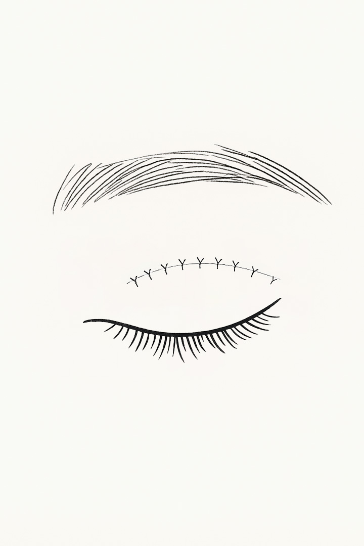 The orbicularis oculi muscle is fixed to the tarsal plate and the end of the levator muscle.